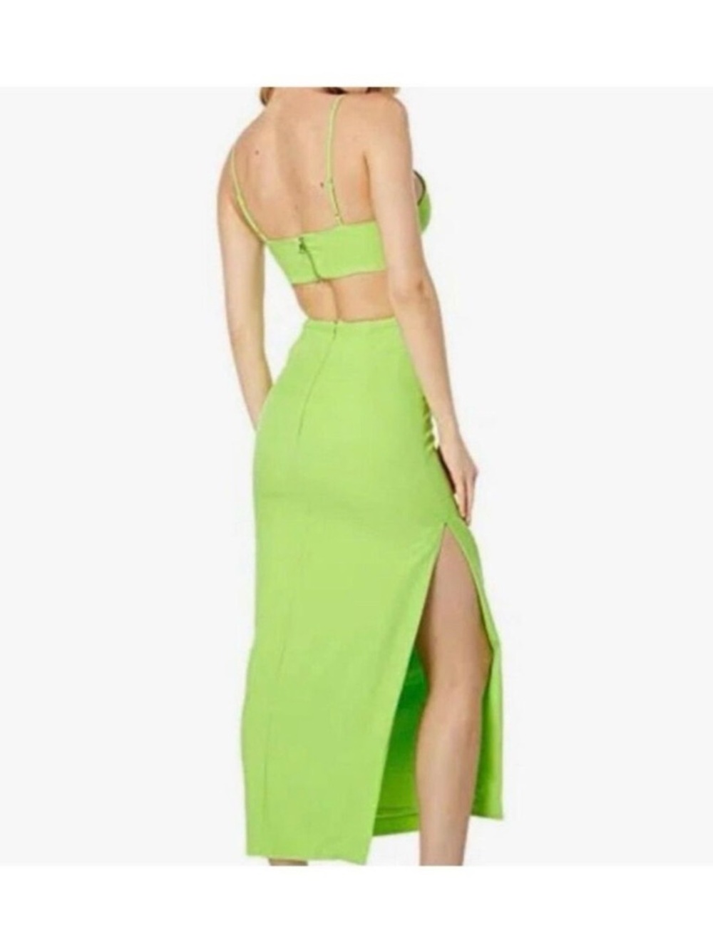 Bardot Lime Green Cutout Midi Dress with Side Slit - Picture 3 of 4